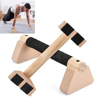 2 Pcs Liegestützgriffe Holz 25cm, Parallettes für Calisthenics & Handstand, Rutschfeste Handstand Griffe & Push Up Bars, Calisthenics Equipment, Massivholz, Belastbar bis 300kg