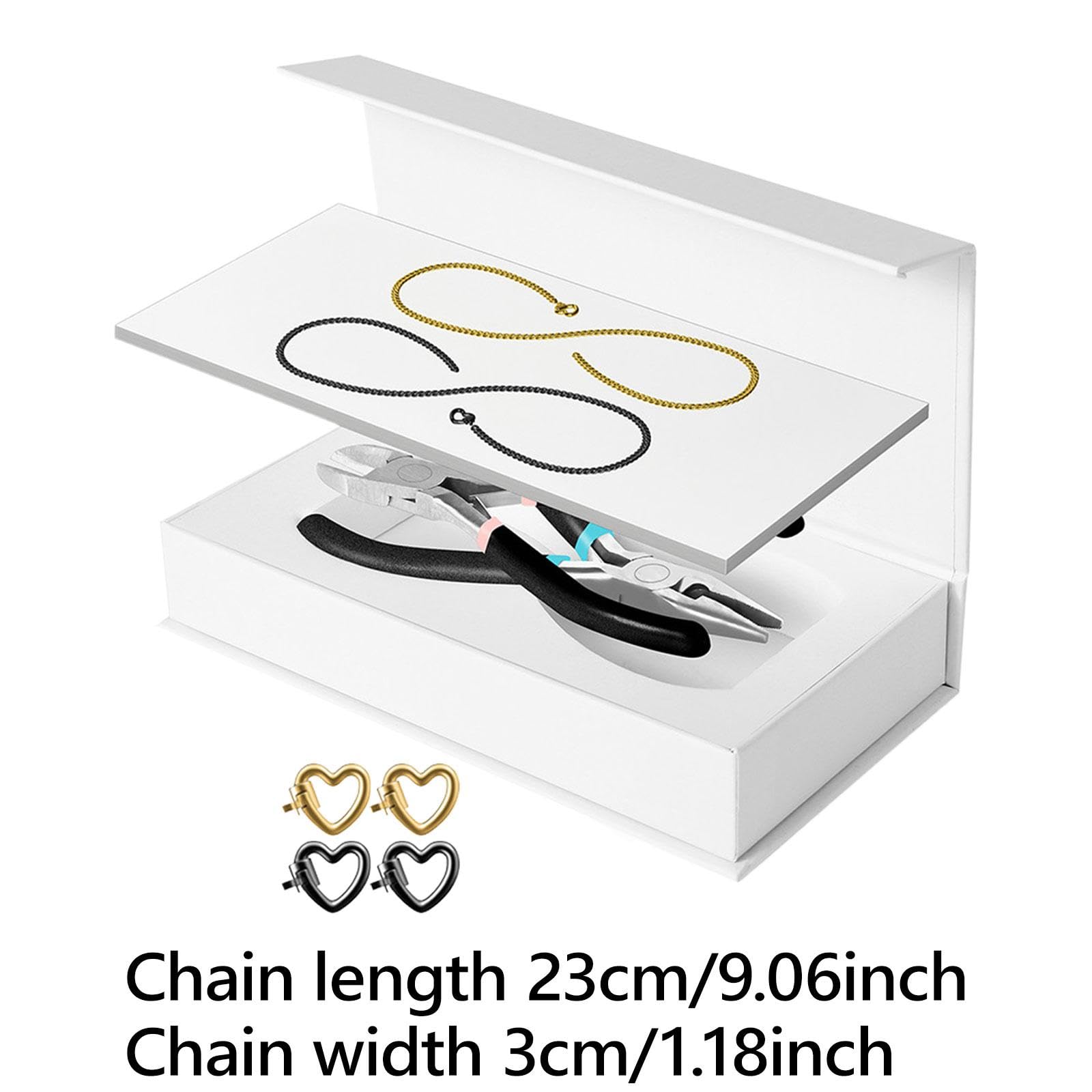 2 Pezzi Bracciale Permanente Set Braccialetti Coppie Kit Creazione Gioielli Materiale Acciaio Inox Argento Inclusi Strumenti Adatti a Regalo, 1 Nero 1 Oro