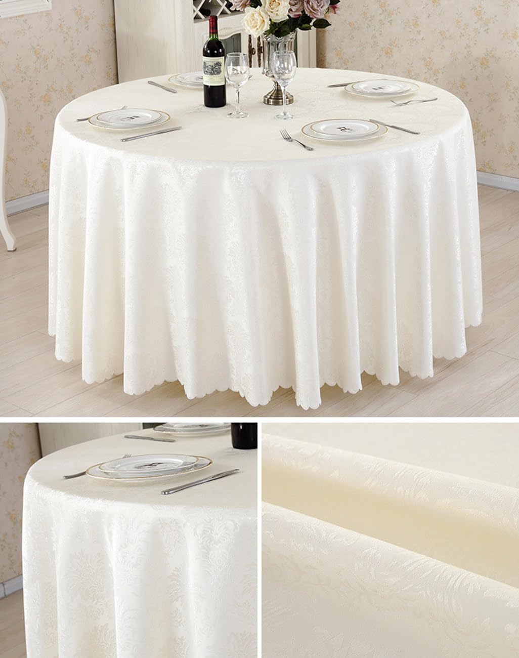 Tovaglia rotonda per casa, hotel, matrimoni, conferenze, 200 cm di diametro, decorazione per sala da pranzo, tessuto antimacchia