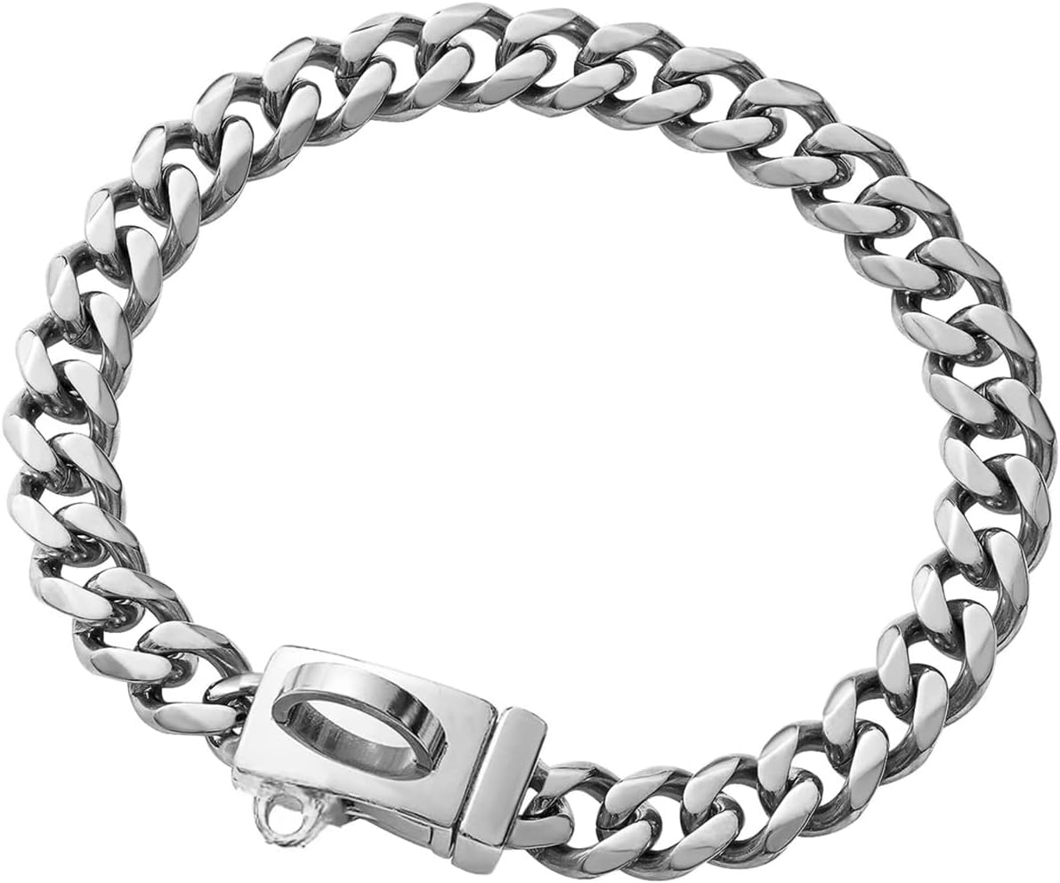 Gold Dog Chain Collar,18K Gold Plated Stainless Steel Cuban Link Chain Necklace Collar for Medium Large Dogs(Length - 20'')