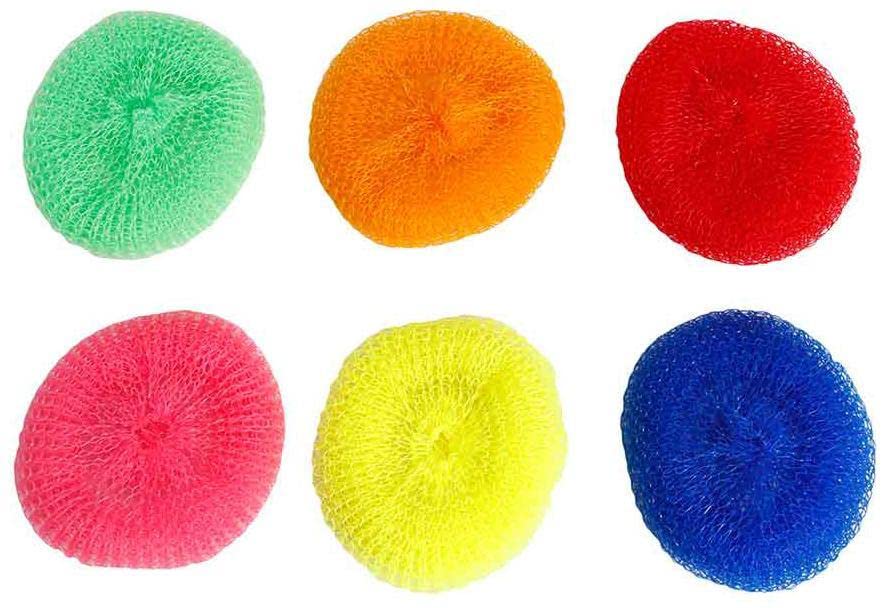 Plastic Scrubber, Multi-colour, Pack of 6, Teflon and Non-Stick Cookware Cleaning, Durable, Multi-purpose Nylon wire scrubber