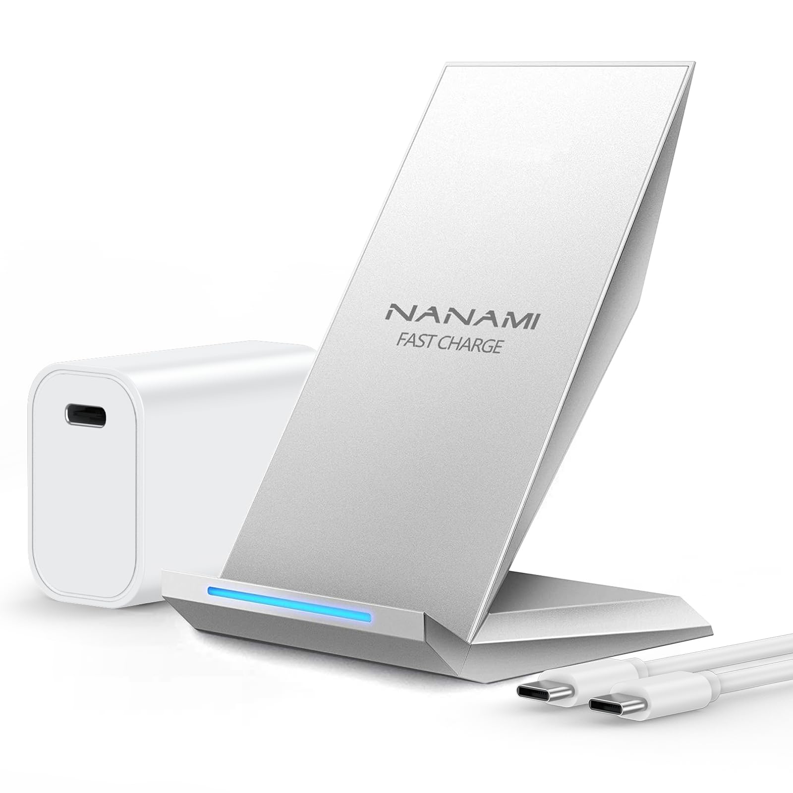 Fast Wireless Charger, NANAMI kabelloses Ladegerät (mit USB C ladegerät 20W PD Adapter) für Apple iPhone 17 16 15 14 13 12 Pro Max Xr Xs,10W Induktive Ladestation für Samsung Galaxy S26 S25 S24 S23