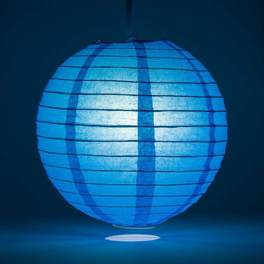 Quasimoon PaperLanternStore.com 20 Inch Turqouise Even Ribbing Round Paper Lantern (10 Pack)