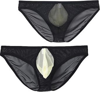 JINSHI Men's Sexy Mesh Breathable Briefs Low Rise See Through Underwear