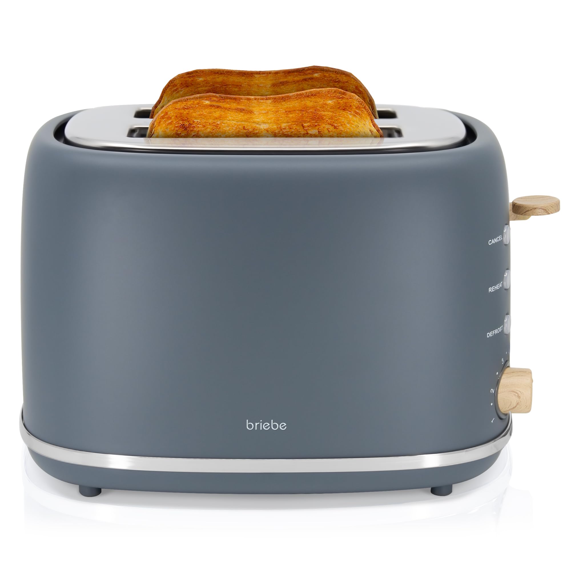 briebe Nordic Tostapane a Fessura Larga a 2 Fette, 6 Livelli di Tostatura, Pinze + Bollitore Elettrico 1,7L Cordless, Ebollizione Rapida 2200 W, senza BPA, Set Colazione Design Nordique, Grigio