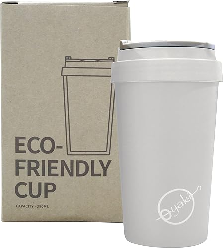 Ecoware - Taza de café reutilizable con tapa, vaso aislado de doble pared de 13 onzas para bebidas calientes y frías, con agarre texturizado y disponible en Yaxa Colombia