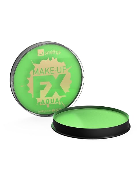 Foto 2 de 3 de Smiffys Maquillaje FX Smiffy, Aqua pintura facial y de cuerpo, verde lima, 16ml, a base de agua Halloween