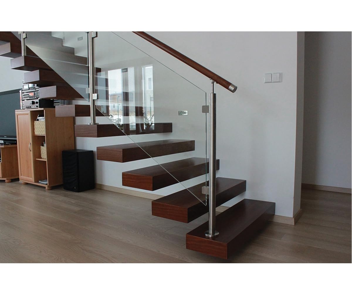 Sellon24® 12 soportes de cristal de acero inoxidable para escaleras, barandilla V2A, rectangular, 45 x 45 x 28 mm, incluye inserto de goma, mod 21.000 (plano/grosor del cristal: 10 mm)