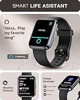 Vista 4 de aeac Paquete de 2 relojes inteligentes (negro + blanco) reloj inteligente 2024 para hombres y mujeres