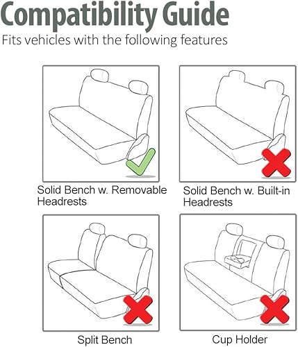 Miniatura 3 de FH Group Funda de asiento de automóvil para asiento trasero, fundas de asiento trasero de ajuste universal para automóviles con banco sólido,