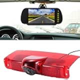 Car Third Roof Top Mount Brake Lamp Light Rear View Reverse Parking Camera,Replacement for Chevrolet Express GMC Chevy Savana Exporer Vans Cargo Van 2003-2018(with 7 inch Rear View Mirror)