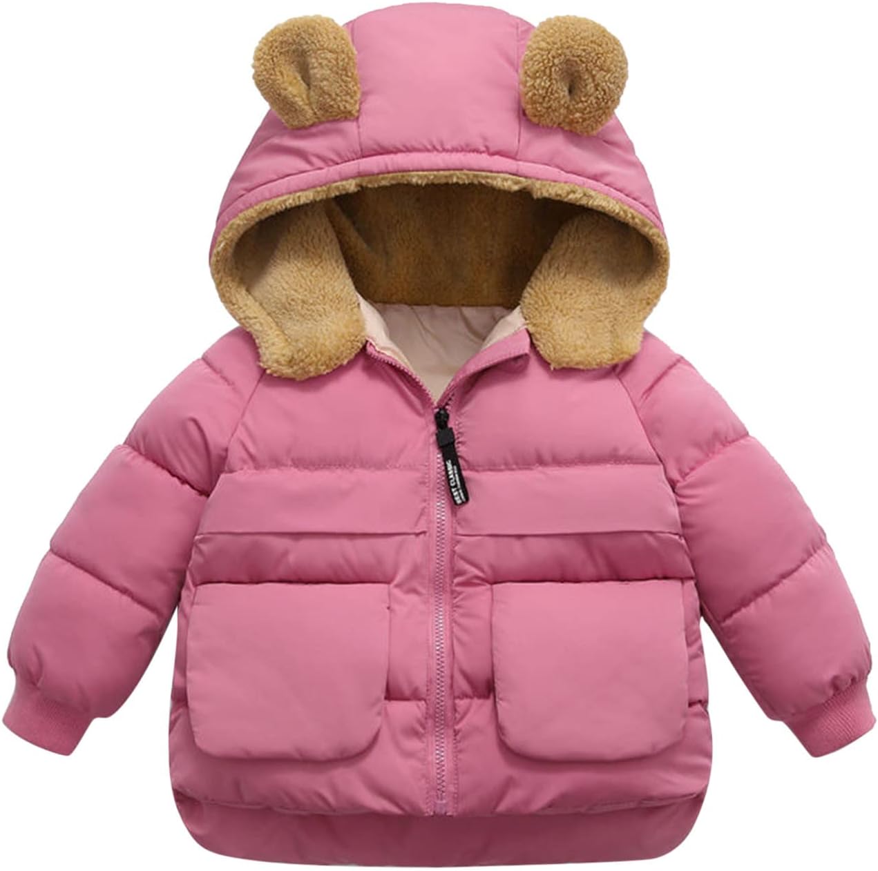 Girls Bear Ear Puffer Jacket,Girls Bear Ear Hooded Jacket Fleece Zip Coat