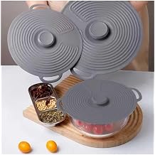 Evrensel 3'l  Tutma Sapl  Silikon Tencere & Tava Kapak Seti, 20-23-28 cm, Antrasit