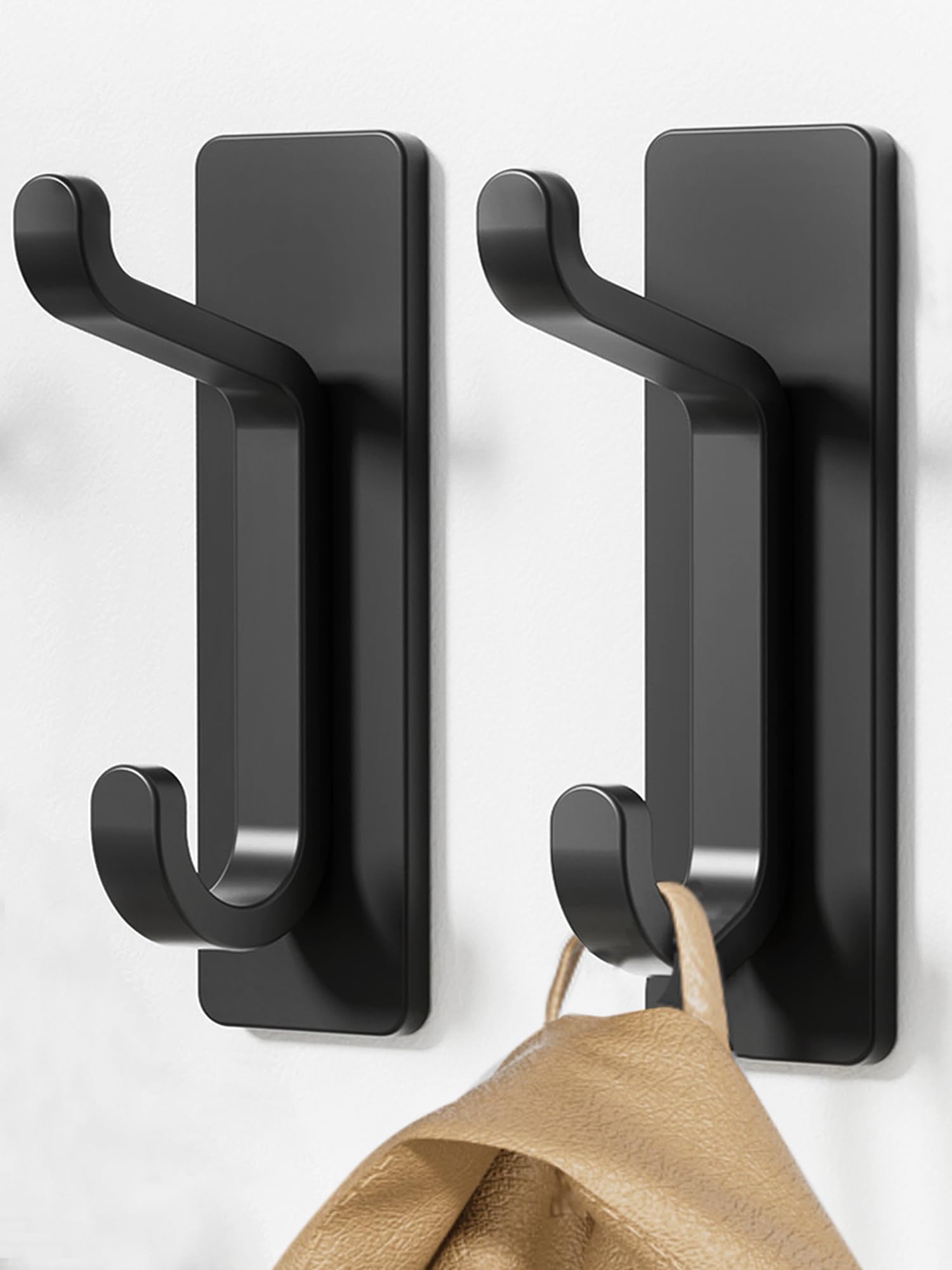 pickpiff Self-Adhesive Hooks for Hanging, Extra Sticky Metal Stainless Wall Mounted Heavy Duty Removable, Hanger for Coat, Key Hat, for Bath, Kitchen, Hall, Door, 00006