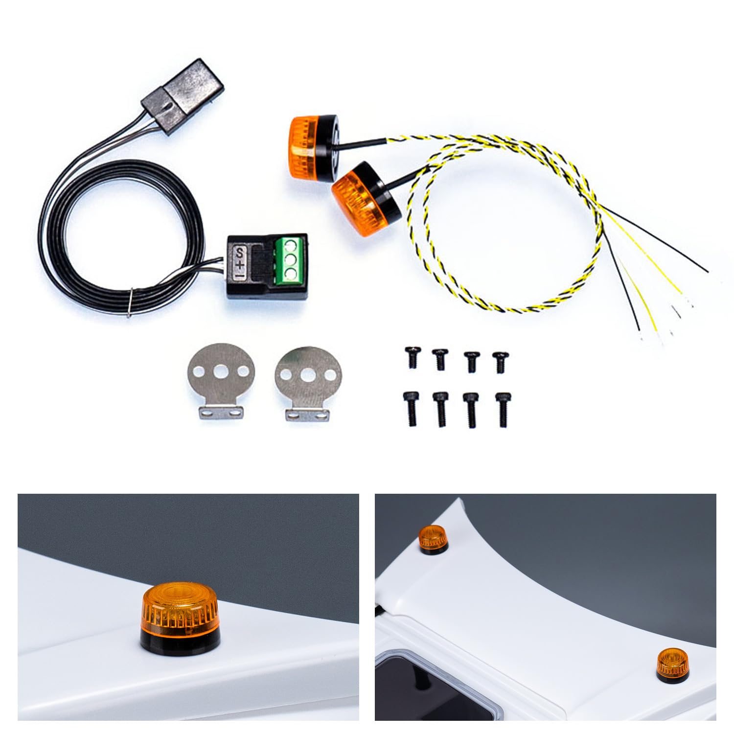 TOUCANHOBBY 360 rotierendes Licht 5V LED Warn Lampe für 1/14 DIY RC Traktor LKW Modell Bagger Dumper Baufahrzeug LKW,Kompatibel mit Tamiya