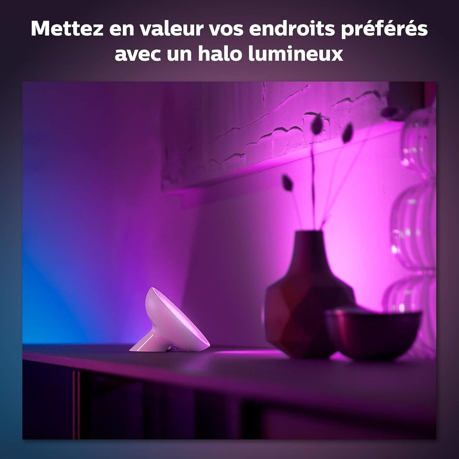 Philips Hue White & Color Ambiance, lampe Bloom, 4ème génération - Noir, compatible Bluetooth, fonctionne avec Alexa, Google Assistant et Apple Homekit