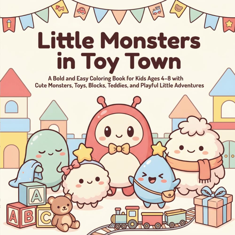 Little Monsters in Toy Town: A Bold and Easy Coloring Book for Kids Ages 4–8 with Cute Monsters, Toys, Blocks, Teddies, and Playful Little Adventures (Little Monster Adventures)