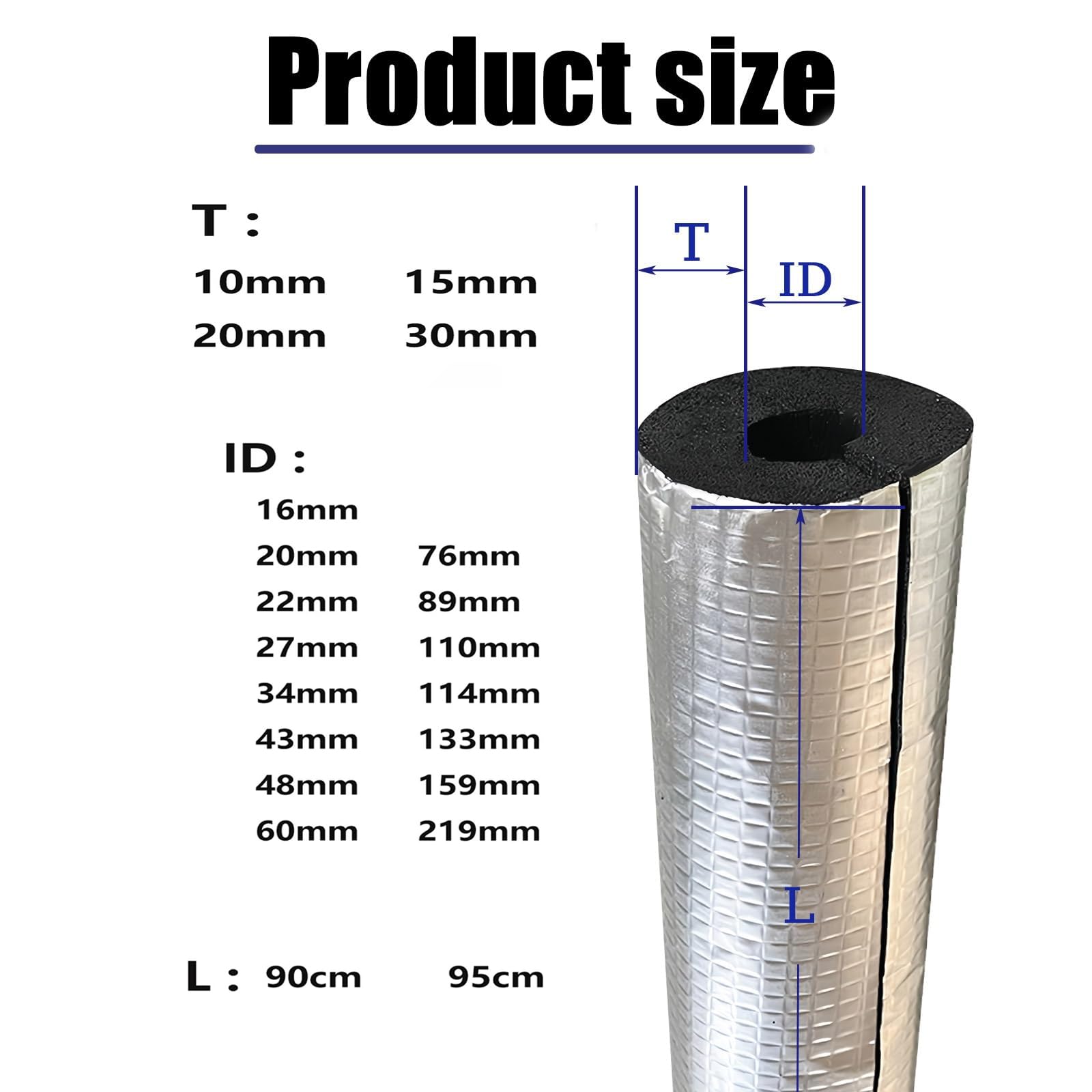 Tubo Isolante Schiuma autoadesiva ID219mm x T30mm x L0.95m