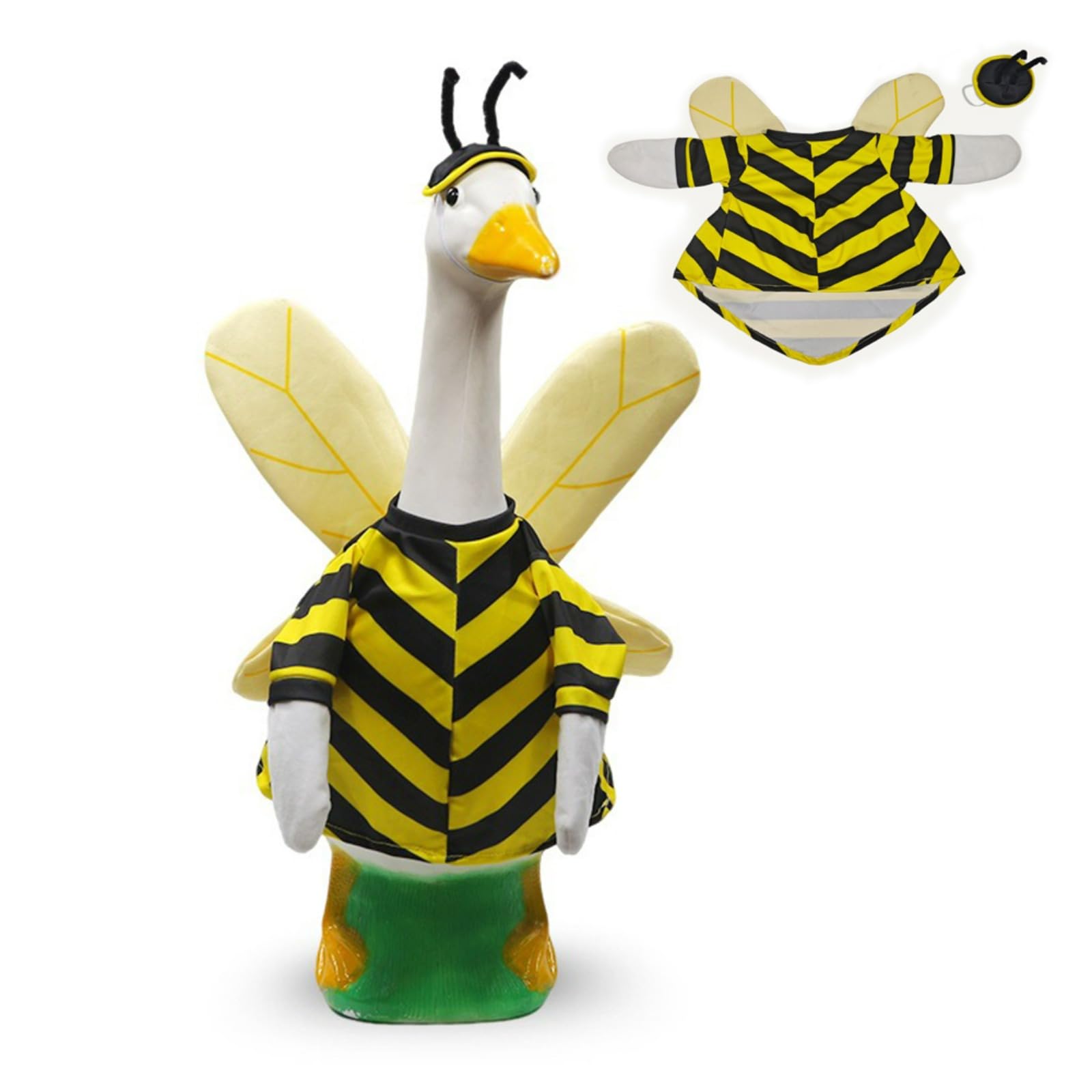 Jhuajisfc Yellow Garden Goose Porch Goose Outfit For 23" Lawn Statue, Bee & Butterfly Decor