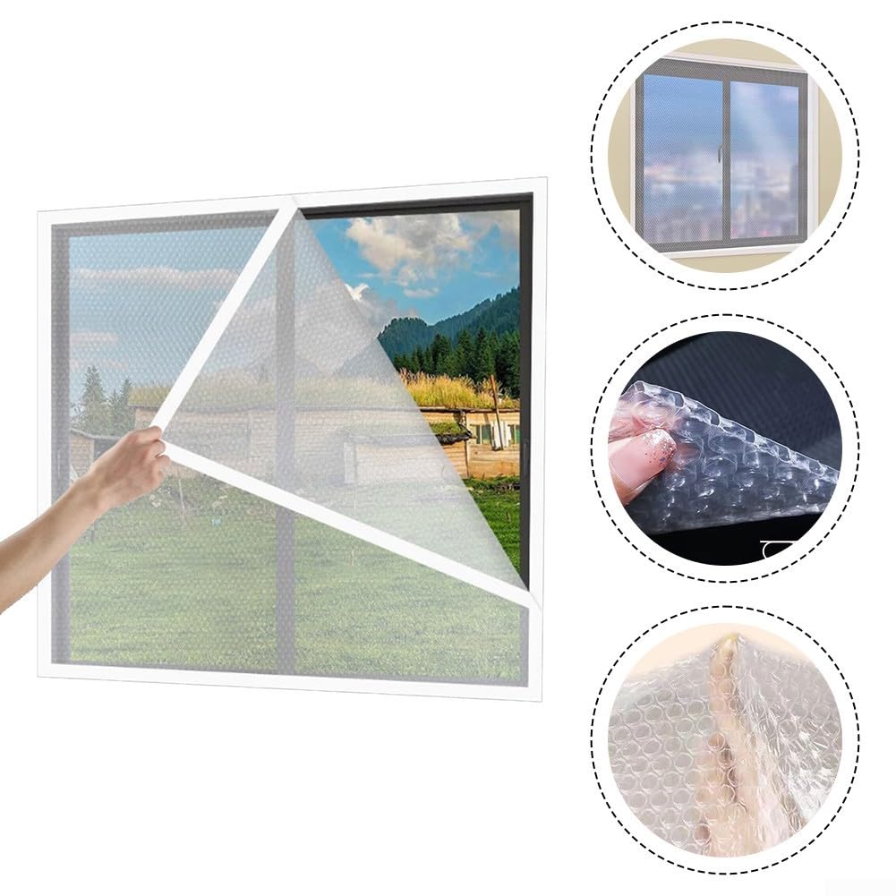 Winddichte Wärmedämmfolie, wiederverwendbar, Fensterisolierung, transparent, Winter, hält warm, hitzeblockierend, UV-Schutz, Verglasung, Isolierfolie, Fenster-Isolier-Kit (120 x 160 cm)