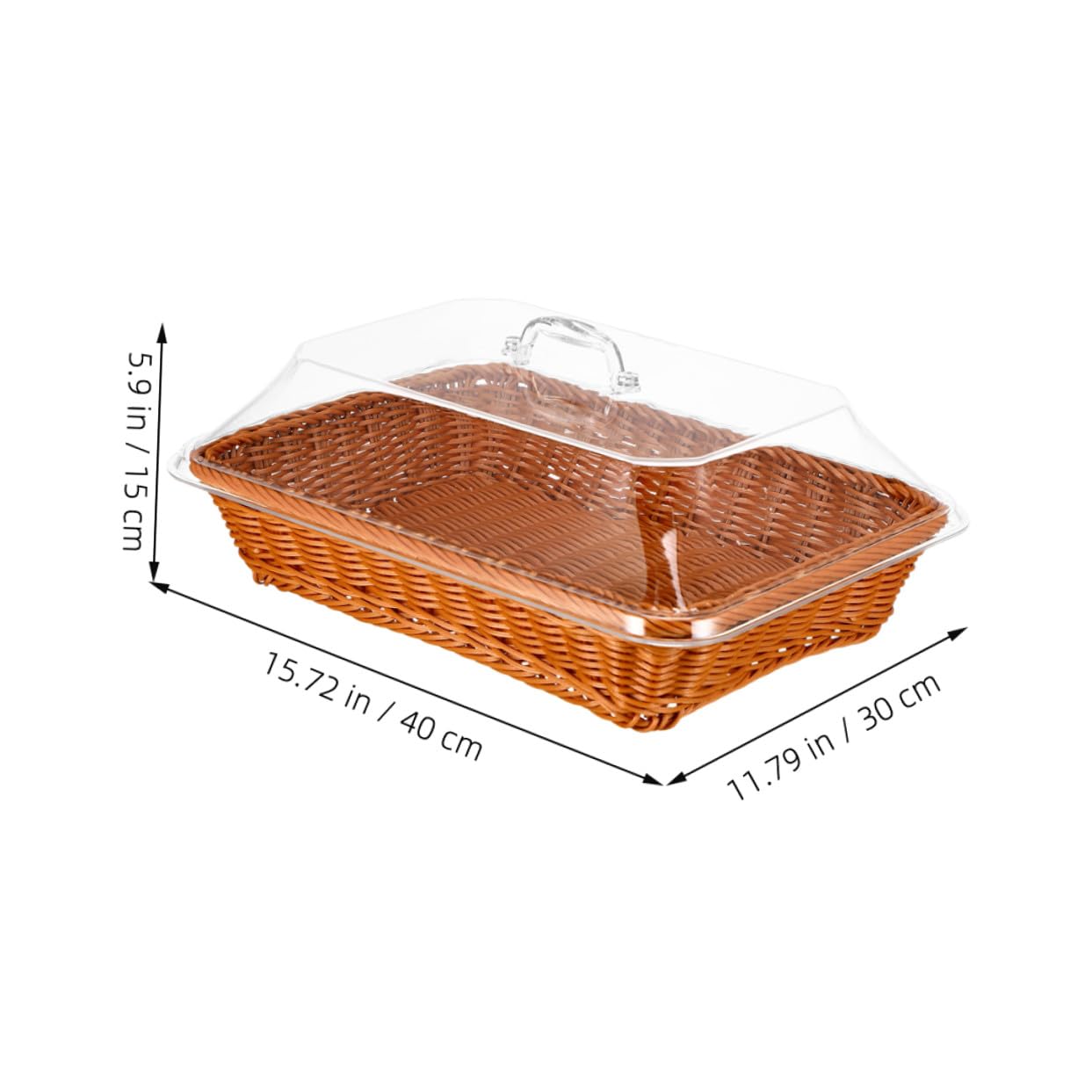 Cesta de Almacenamiento de Ratán Tejido 40x30x15 Cm con Tapa para Picnic y Cocina Cesta para Servir Pan y Fruta para Organización del Hogar