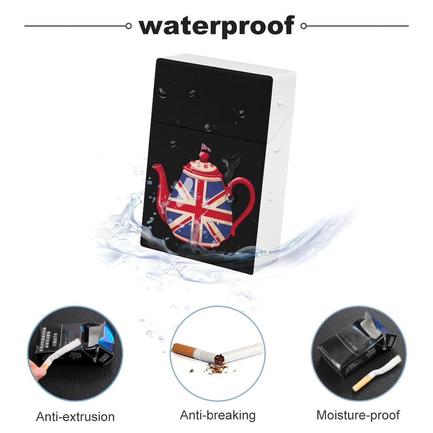 British Tea UK Teapot Union Jack Flag Cigarette Case Plastic Cigarettes Box Smoking Accessories for Men Women image 3