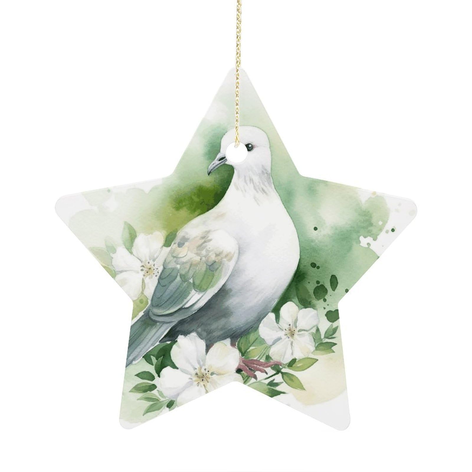 Fodpand Women's Style Dove With A Flower Ornament With String, Keepsake Hanging Decorations,Ceramic Ornaments For Men Indoor Home Holiday Party Gifts