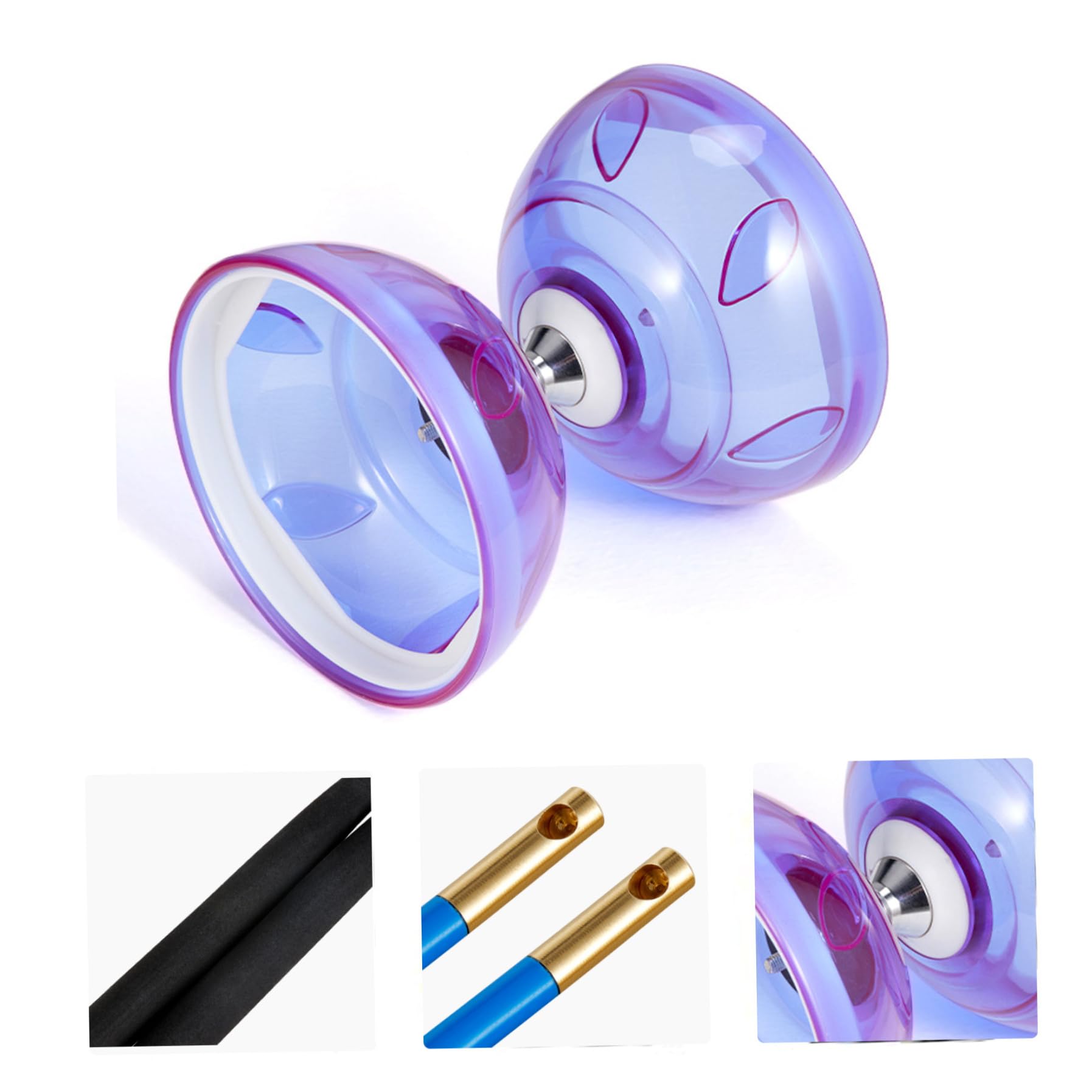 Juego de malabares Diablo para niños principiantes Juego de diábolo 4 piezas/rodamientos móviles de plástico suave flexible Juguete de diábolo con palo, cuerda y bolsa de red para juguetes divertidos