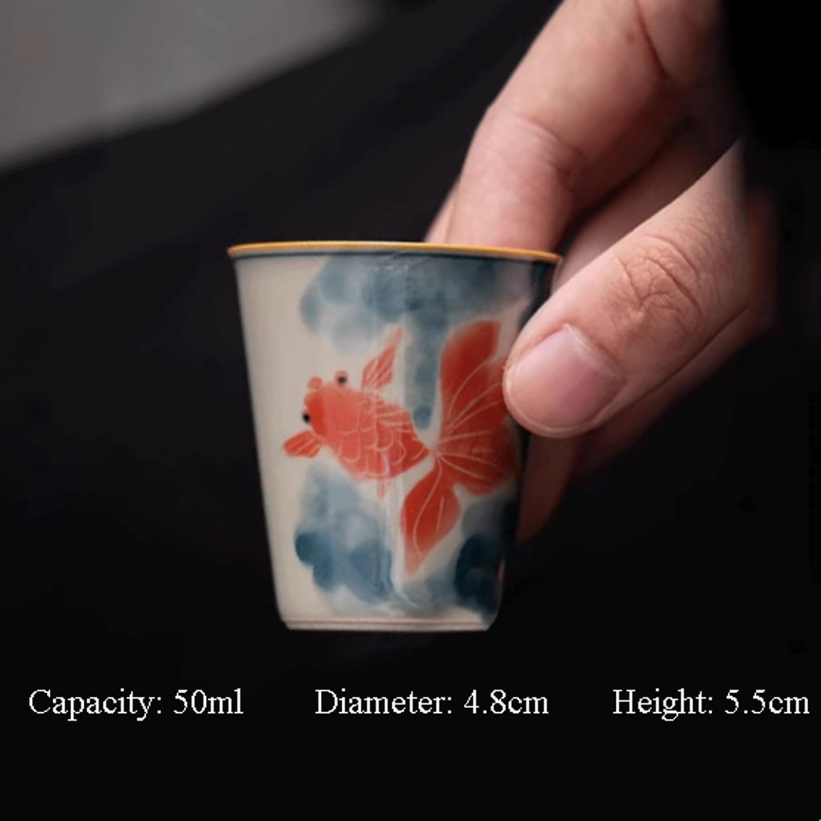 esmen Service à saké en céramique, Texture de Poisson Rouge, Tasses en céramique, Artisanat Traditionnel en Porcelaine, poterie, Verres à vin, Ensemble de 3 Tasses à saké