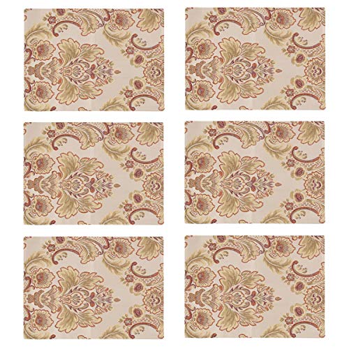 Kilofly 6Pc Elegant Floral Brocade Jacquard Table Placemats (11.8 X 15.7 In) #TOP27