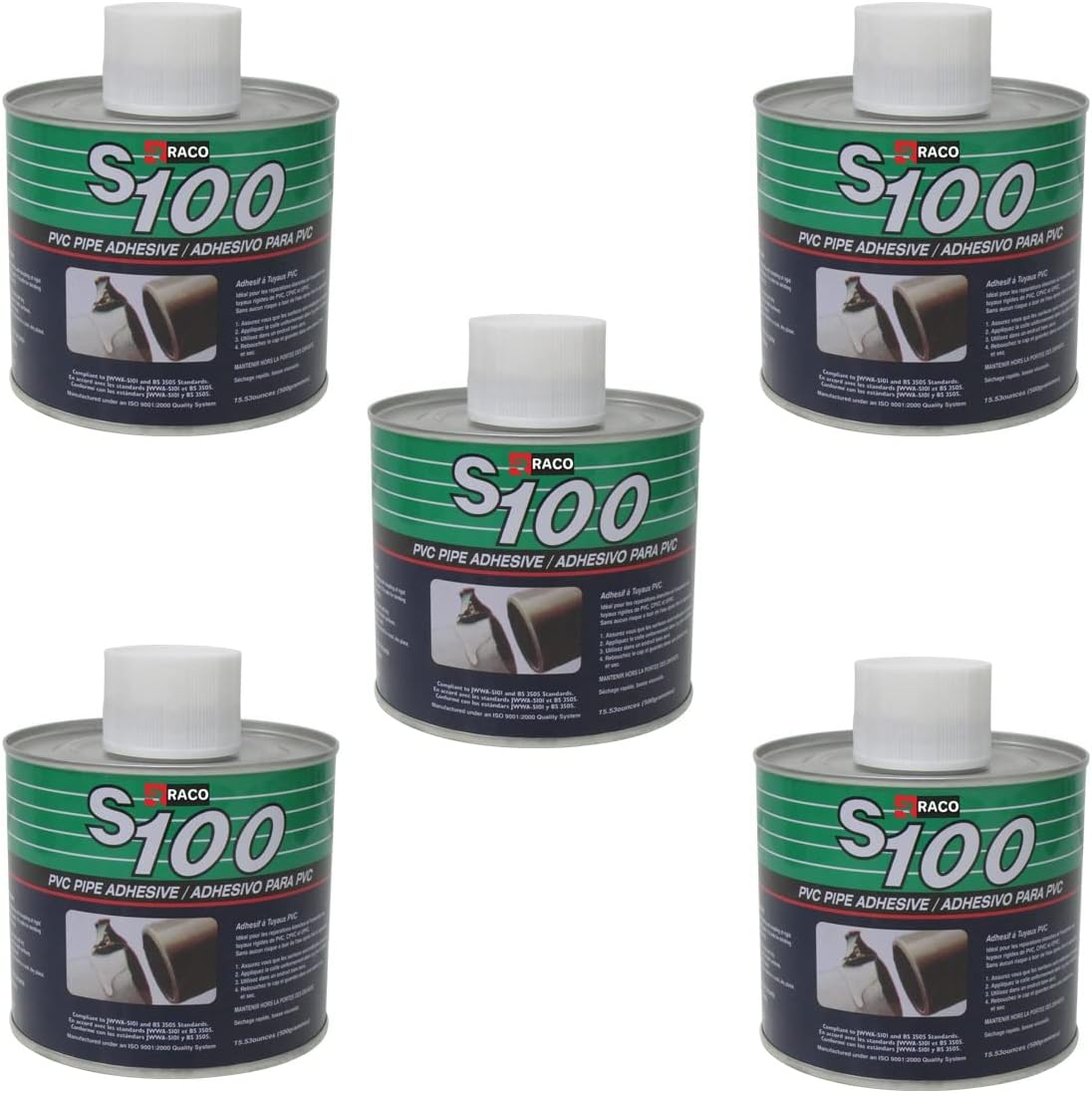 RACO Pvc Cement Glue Clear S100 Pipe Adhesive for PVC, UPVC CPVC Pipes and Fittings 500Ml (5)