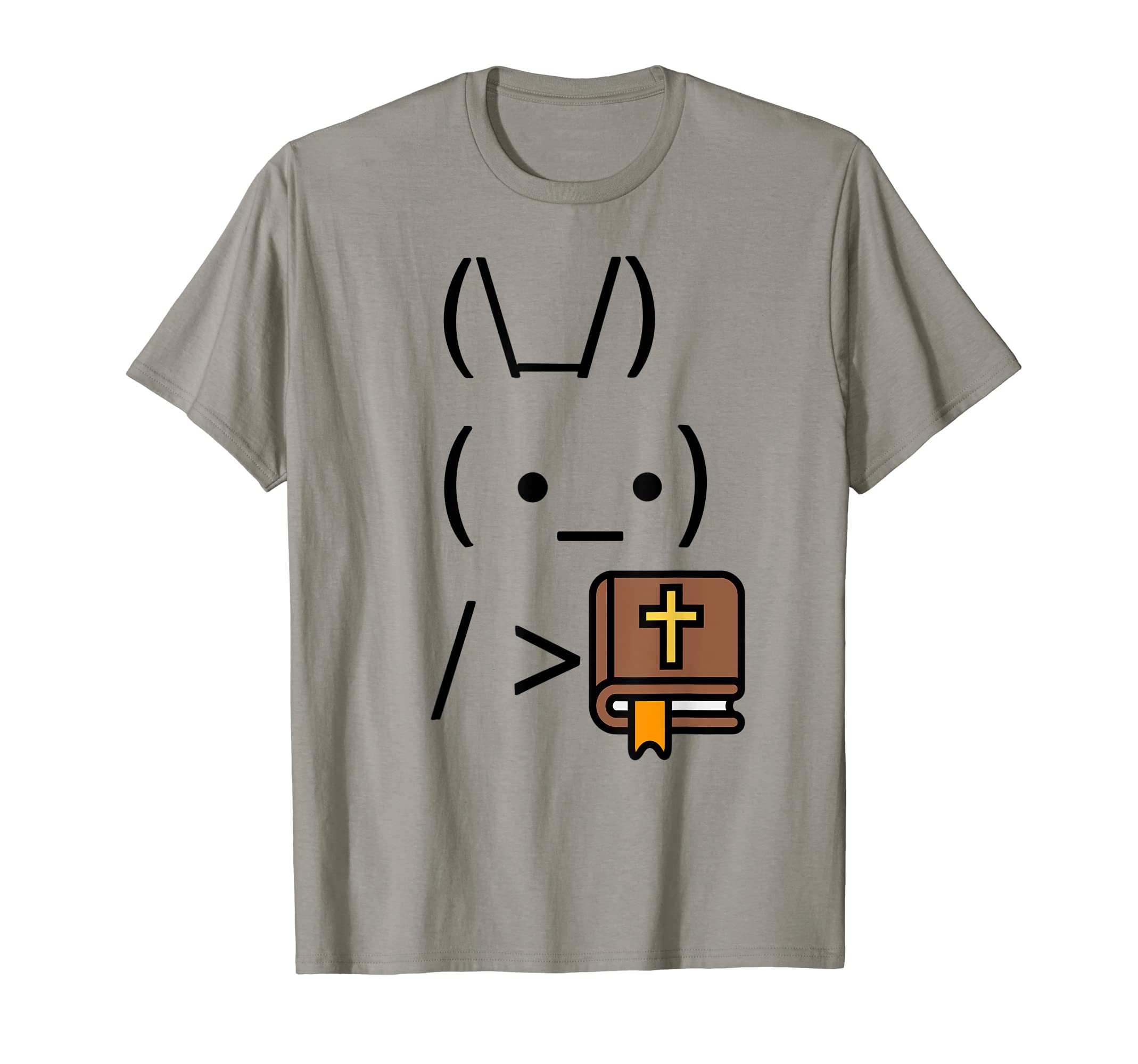 ASCII Art Bunny Rabbit Holding a Bible Christian T-Shirt