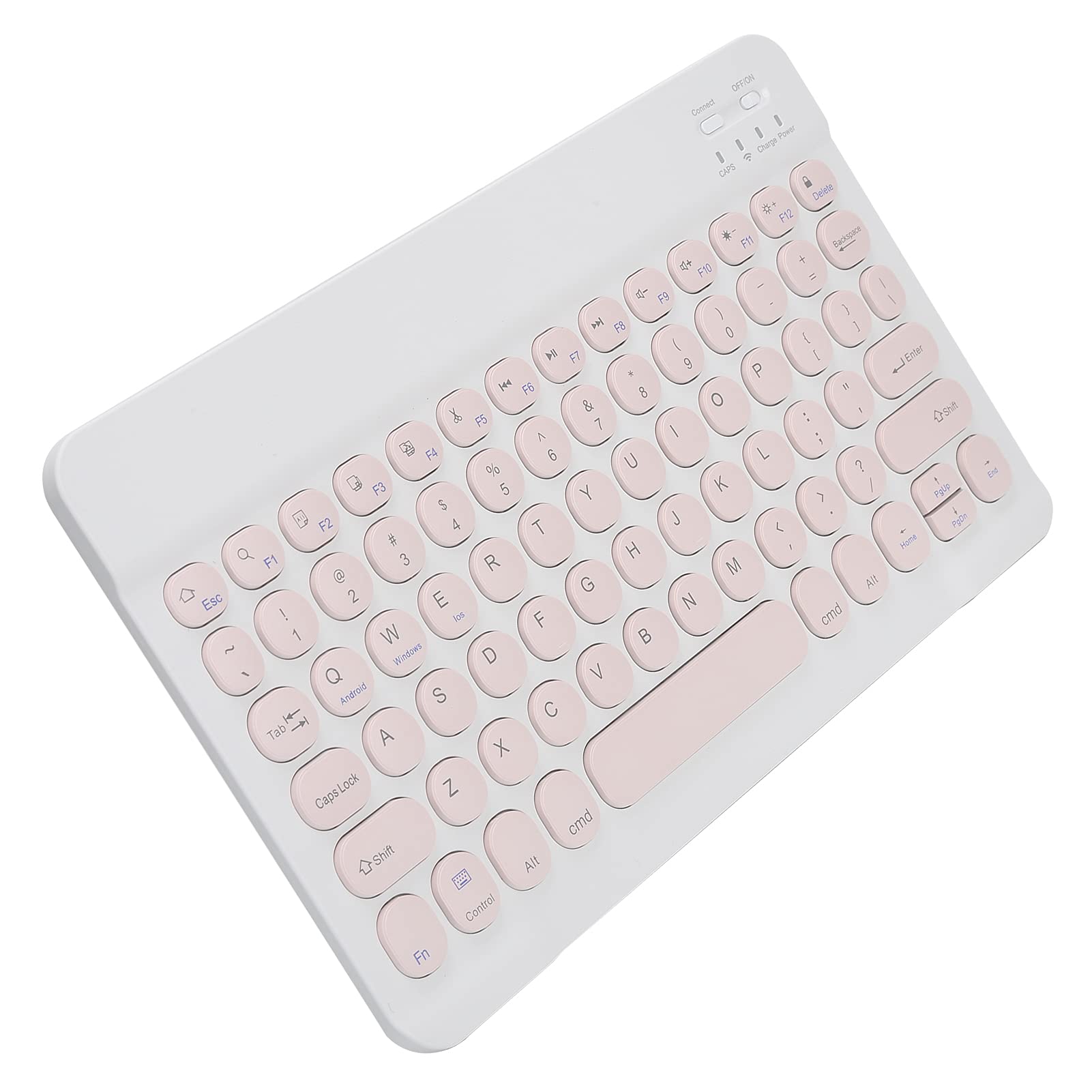 Teclado, Bluetooth 3.0 Teclado Silencioso Impermeable a Prueba de Polvo de 10 Pulgadas, Teclado Inalámbrico con Tapa Redonda Apto para Tableta, Teléfono Inteligente, Computadora(Rosado)