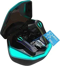 H'MASTON Fone de Ouvido Bluetooth Fone Sem Fio Gamer Esportivo com Microfone Cancelamento de Ruido Ativo Tela LED RS-29 (PERTO)