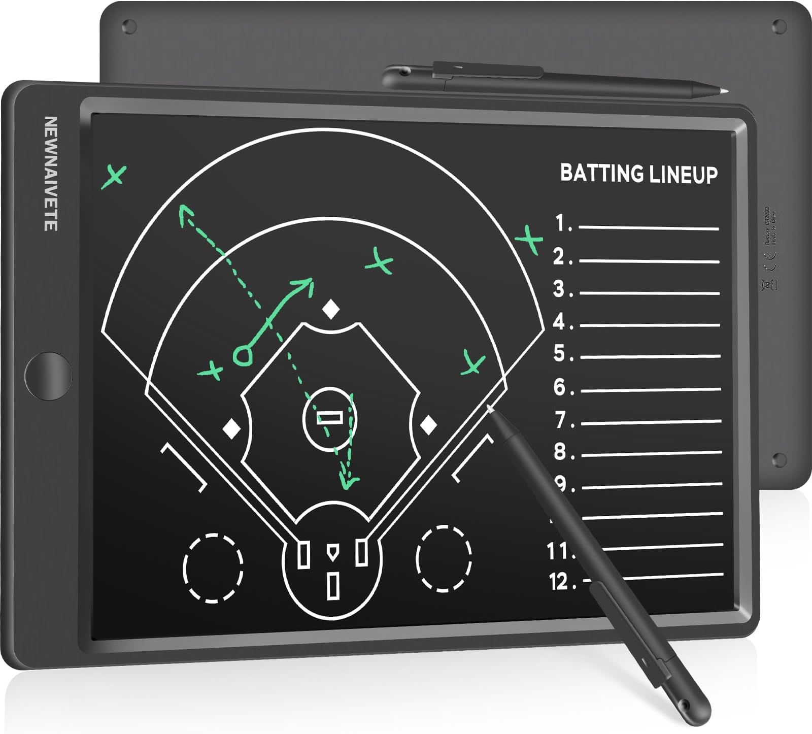 Electronic Baseball Coach Board - Premium Tactical Marker Board with Large LCD Screen and Stylus Pen, Digital Rechargeable Baseball Training Equipment for Coach and Game Plan