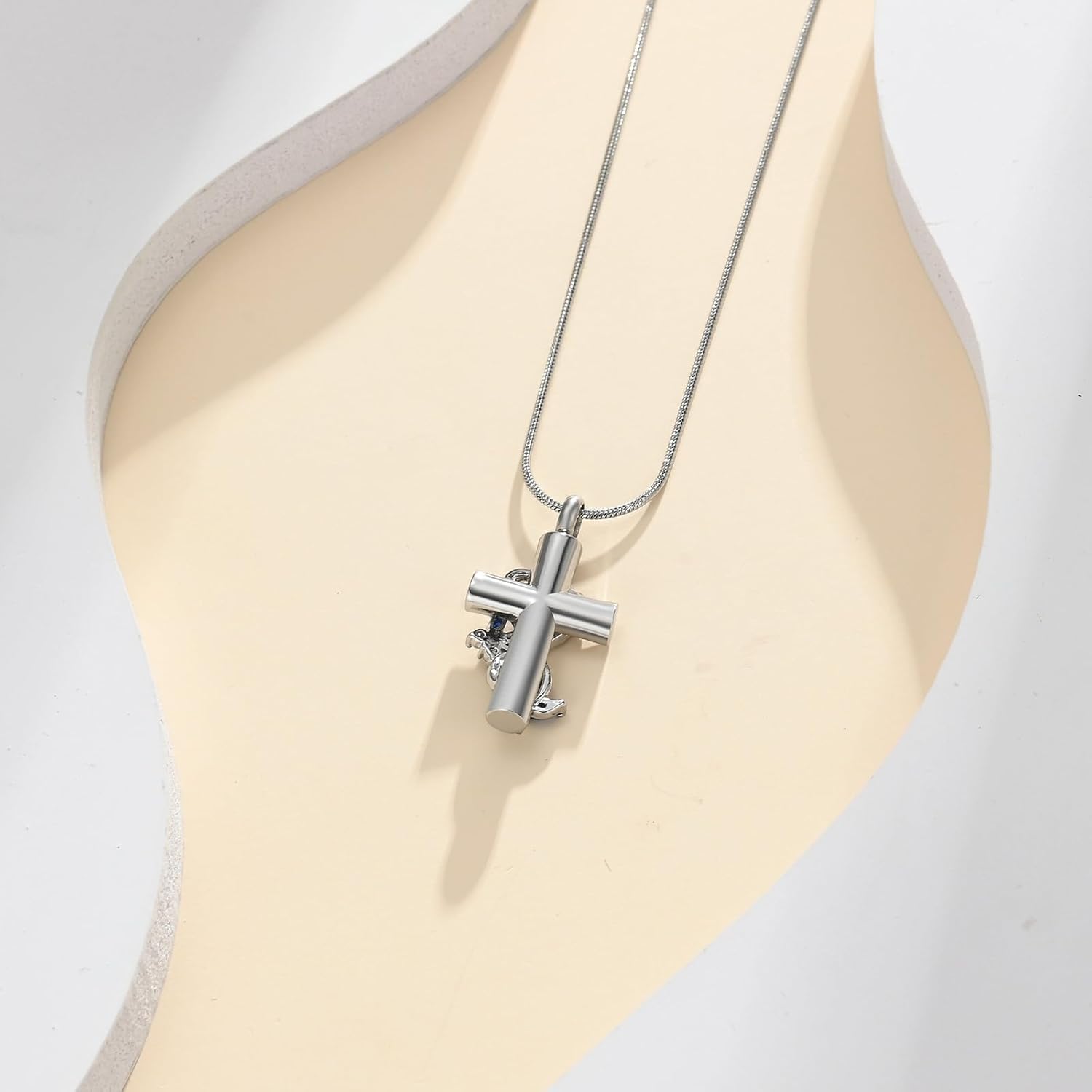 Cross Cremation Jewelry Butterfly Urn Necklace for Human Ashes for Women Men Memorial Ashes Keepsake Birthstone Pendant - Image 5