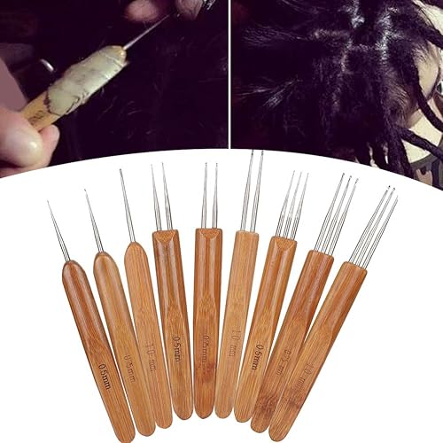 Miniatura 6 de Akozon Juego de herramientas para rastas, 9 piezas de gancho de ganchillo para rastas, kit de agujas de ganchillo para rastas individuales, doble 3