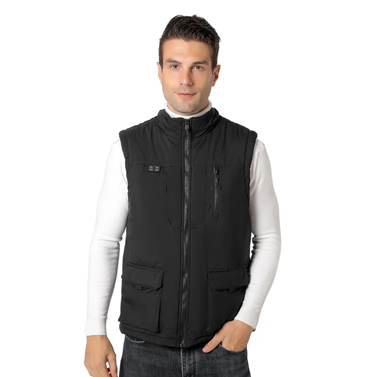 Chaleco Calefactable para Hombre, Chaqueta Cálida a Prueba de Viento de 11 Zonas, Chaleco de Invierno para Exteriores con Interfaces USB CC de Doble Cabezal, Ideal para Actividades de