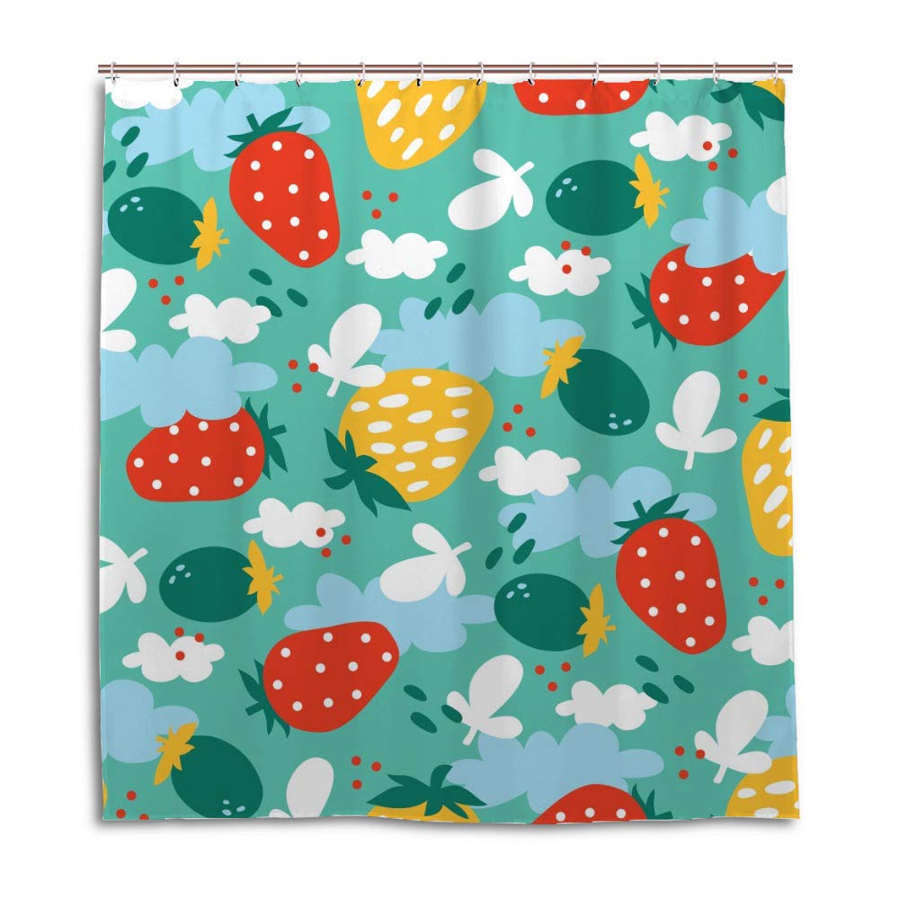 Rideau de douche imperméable en tissu fraises 66x72 inch motif 2