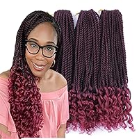 Vista 11 de Extensiones de cabello sintético trenzado senegalés con extremos rizados de 18 pulgadas, trenzas de ganchillo preenrolladas, paquete de 3