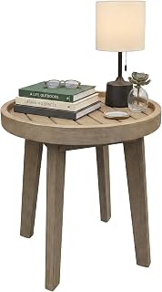 Signature Design by Ashley Coastal Reef Round Outdoor End Table, Beige