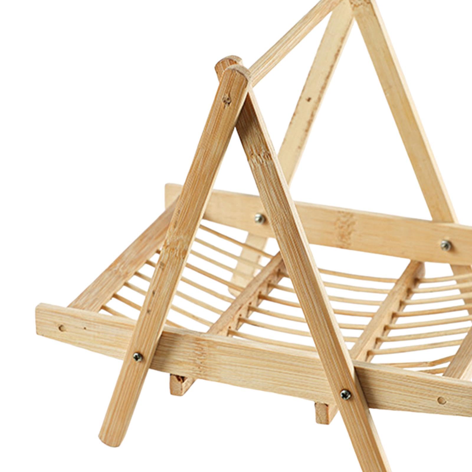 ?????? Bamboo Food Storage Basket Bread Fruit Storage Organizer Vegetable Rack Drying Rack Foldable Rack Fruit Holder for Countertop Mutton Fruits, Wooden