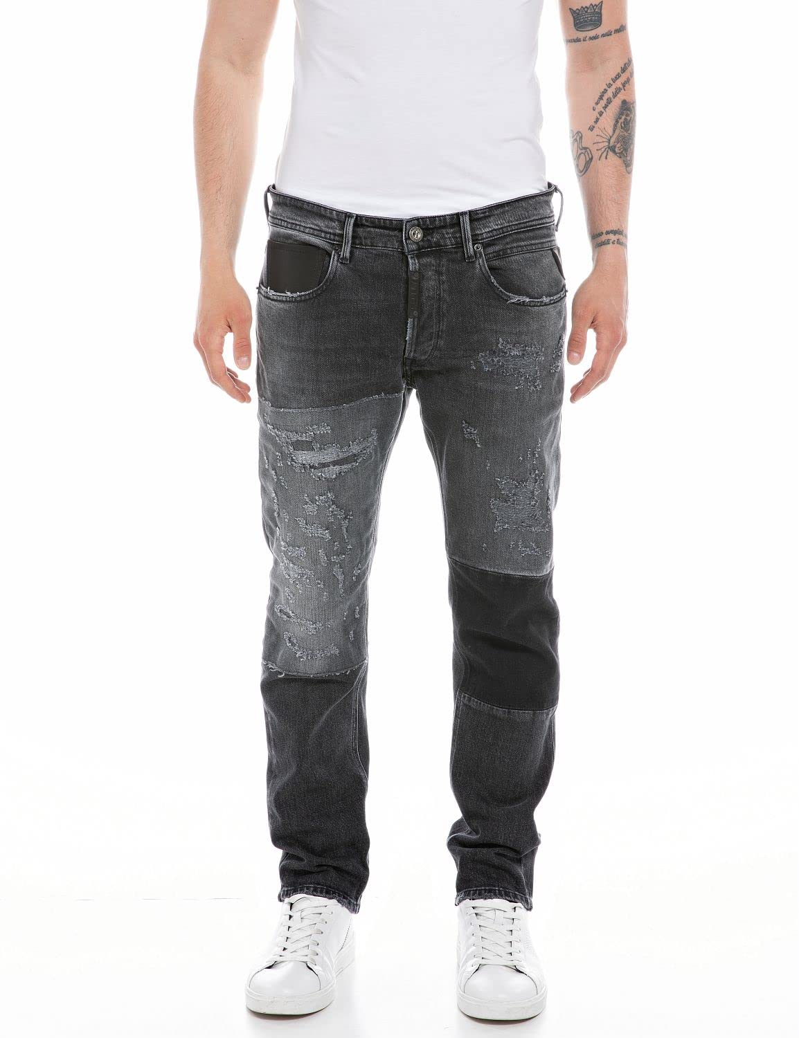 Replay Herren Jeans Willbi Regular-Fit Maestro, Black Delavè 099 (Schwarz), 33W / 34L