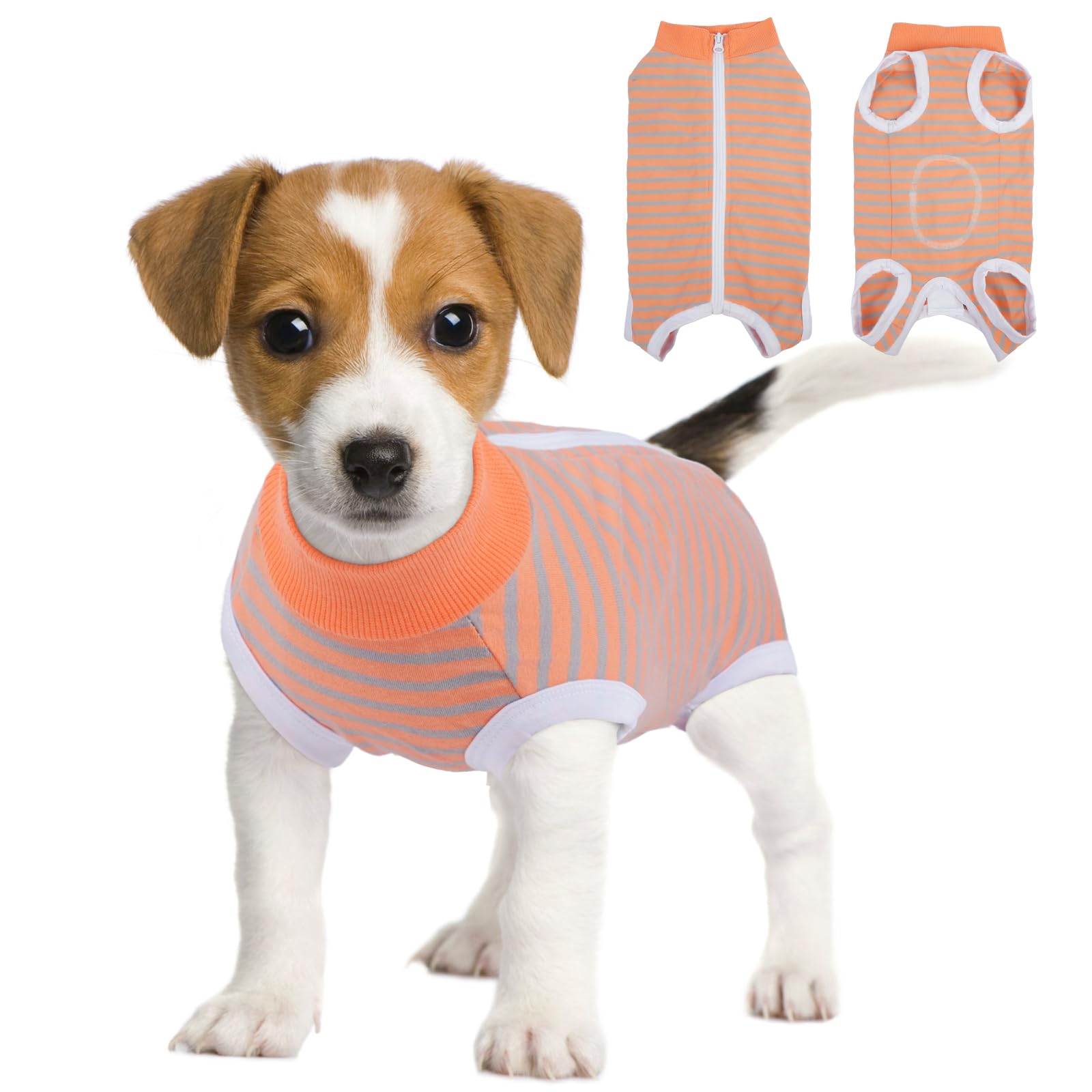 BRKURLEG Small Dog Recovery Suit After Surgery Female Male, Orange Gray M