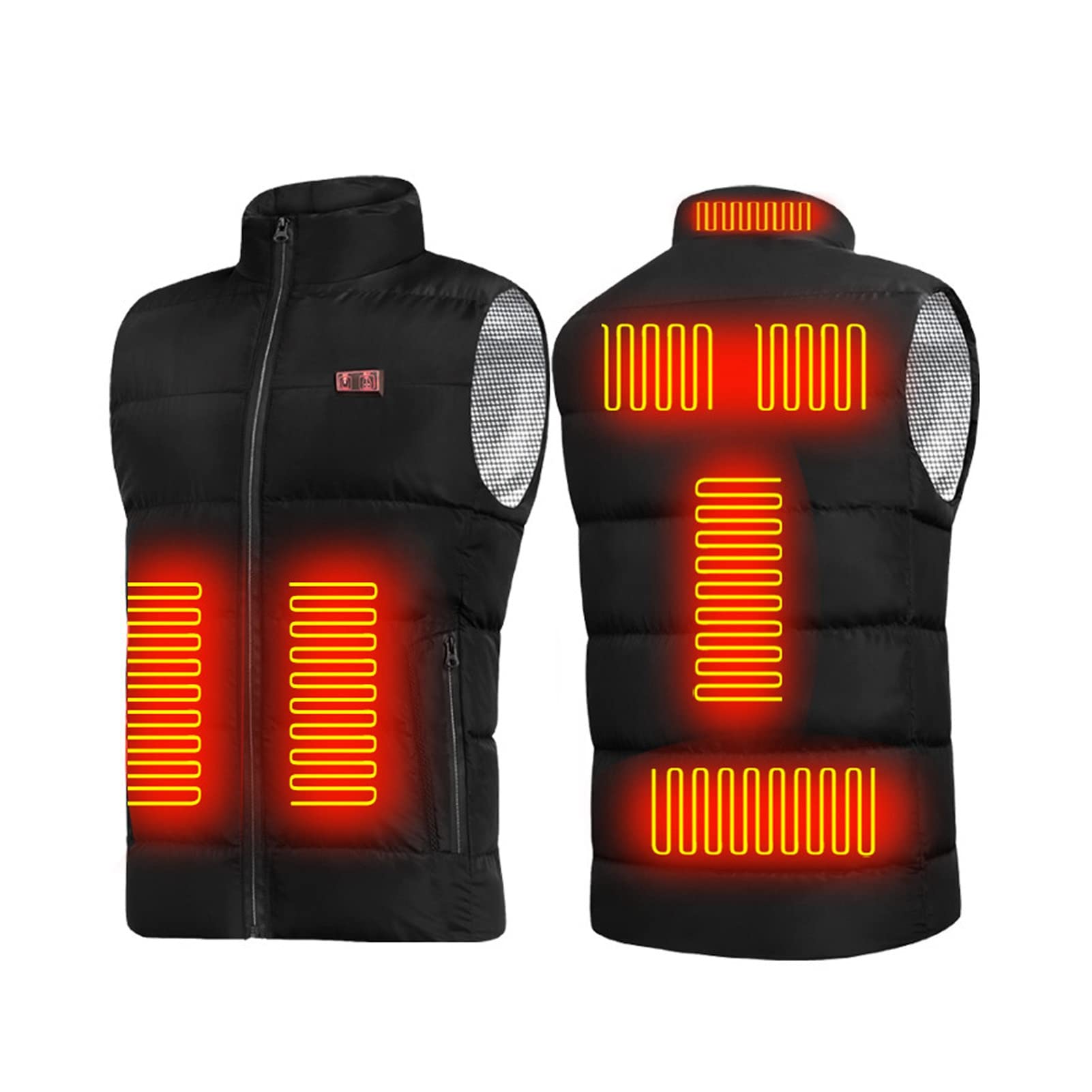 HEEPDD Chaleco con Calefacción USB, Cuello a Prueba de Viento, Forro de Poliéster Impermeable, Chaqueta con Calefacción Eléctrica de 3 Etapas para Hombres en Invierno