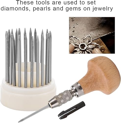 Miniatura 5 de Juego de herramientas de abalorios, juego de 23 piezas de herramientas de cuentas de metal, herramienta de grano de cuentas de grabado, kit de