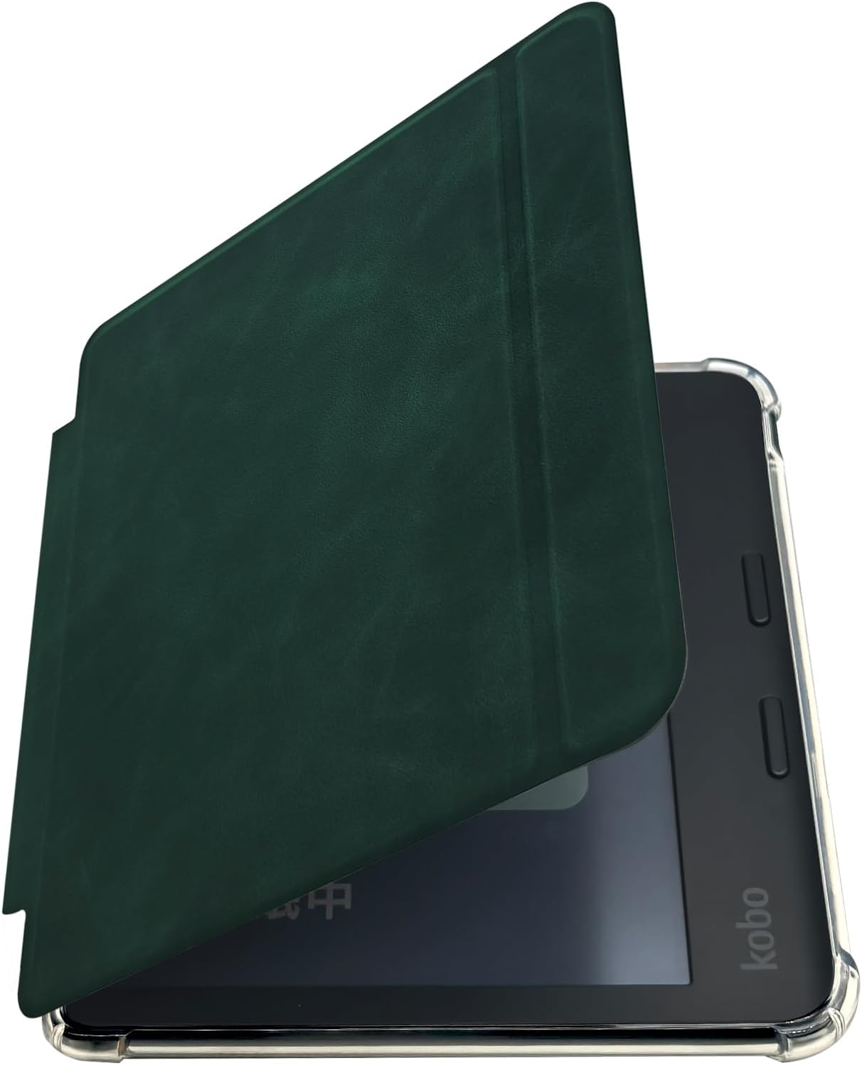 Folio Leather Case for 7" Kobo Libra Colour (2024) eReader - Ultra-Thin Enhanced Auto Sleep/Wake Cover with Transparent TPU Back, Magnetic Closure, Stylus Holder (Green)