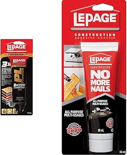 LePage PL Premium Polyurethane Construction Adhesive 118 ml & No More Nails All Purpose Construction Adhesive 88 ml Yellow