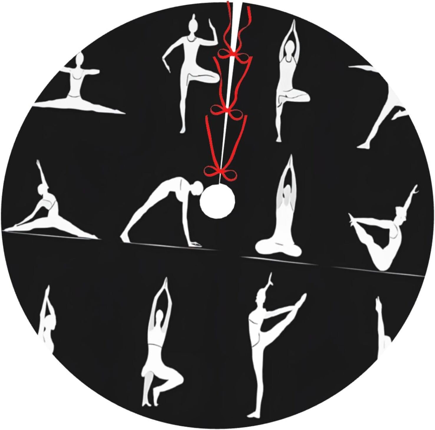 Yoga Printed Christmas Tree Skirt Decor, 30″ Xmas Tree Mat Office Family Outside Party Decorations