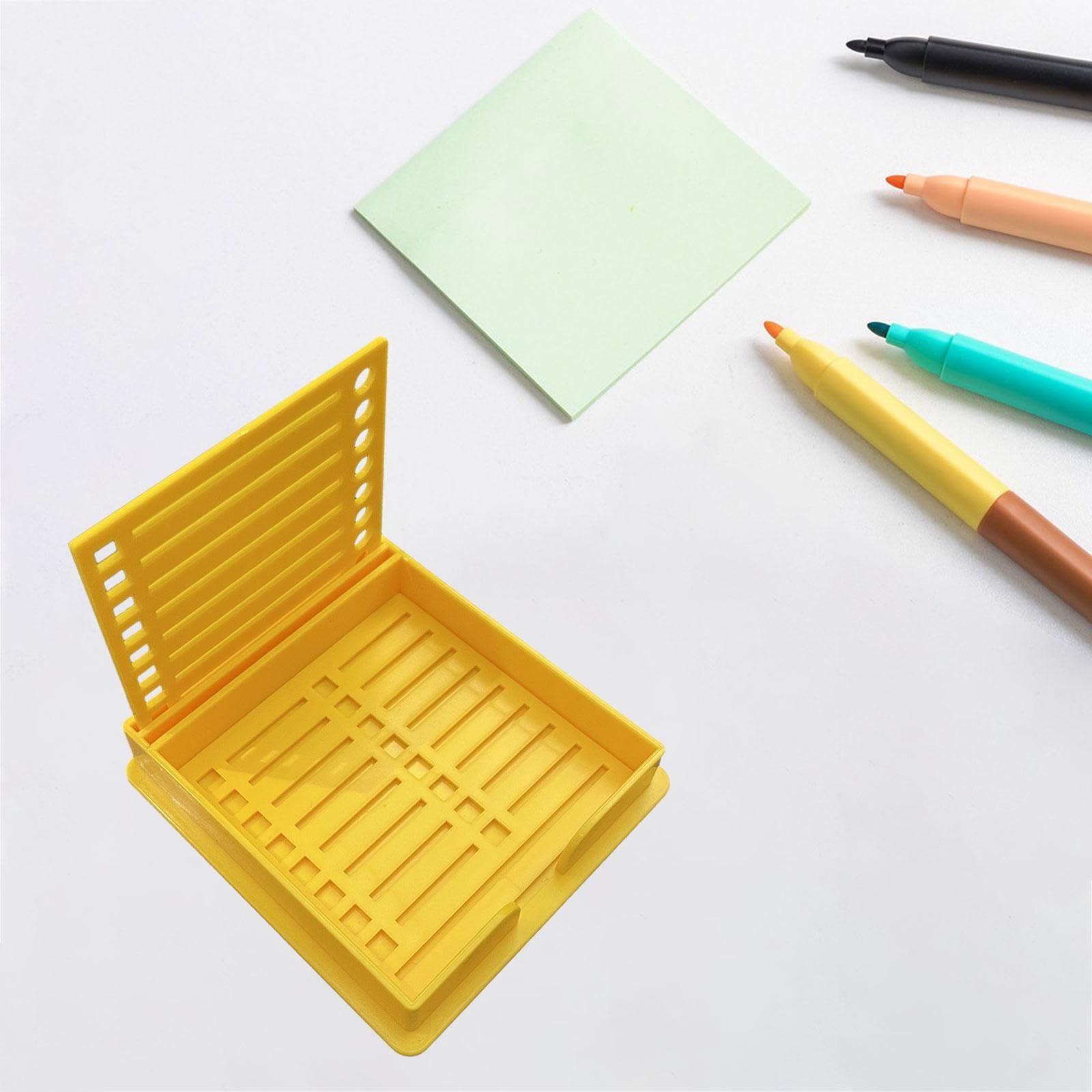 6 Pièces de Porte-notes Adhésifs avec Gabarit, Distributeur de Blocs-notes Adhésifs, Organiseur avec Cases à Cocher et Cercles à Dessiner, Matériau PP, 5 pièces
